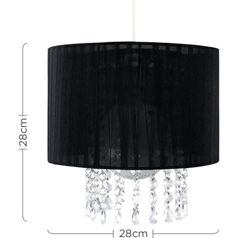 Oba Modern Black Voile Ribbon Wrapped Pendant Shade with Acrylic Droplets