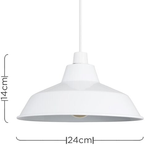 Colby Retro Style Gloss White Metal Reflector Ceiling Pendant Light Shade