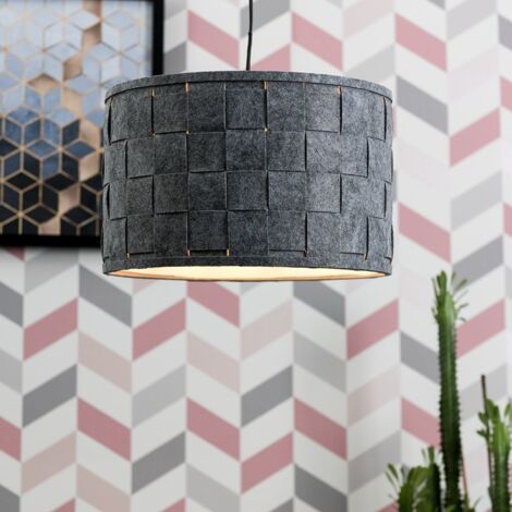 Monza Modern Large Grey Felt Weave Design Cylinder Ceiling Pendant Drum Light Shade