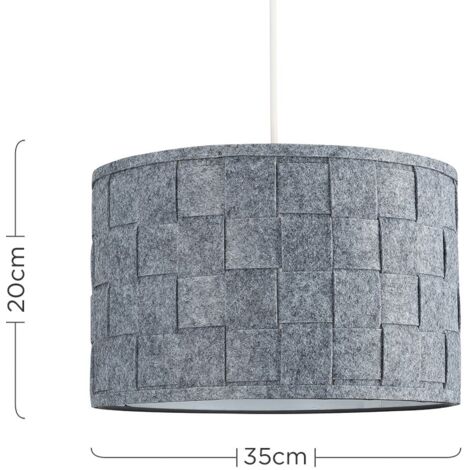 Monza Modern Large Grey Felt Weave Design Cylinder Ceiling Pendant Drum Light Shade