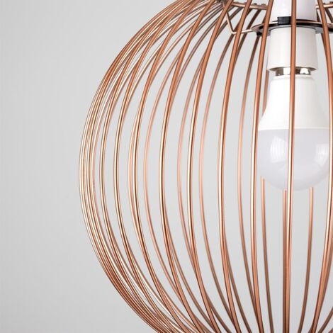 Faraday Metal Basket Style Globe Ceiling Pendant Light Shade In Copper Effect Finish