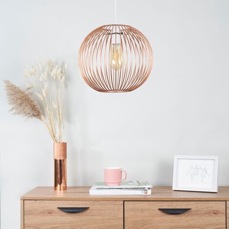 Faraday Metal Basket Style Globe Ceiling Pendant Light Shade In Copper Effect Finish