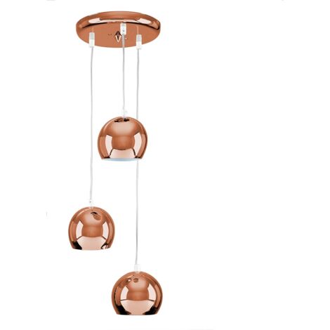 Retro Eyeball 3 Way Droplet Ceiling Pendant Light Fitting In Copper Finish