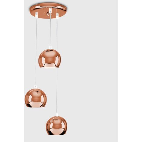 Retro Eyeball 3 Way Droplet Ceiling Pendant Light Fitting In Copper Finish
