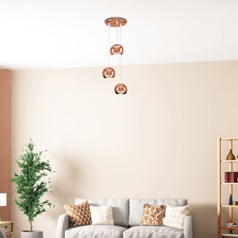 Retro Eyeball 3 Way Droplet Ceiling Pendant Light Fitting In Copper Finish