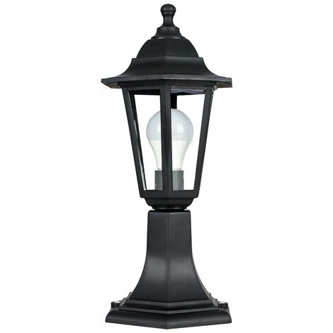 Black IP44 Outdoor Lamp Post Lantern Light + 6W LED GLS Bulb - No Bulb