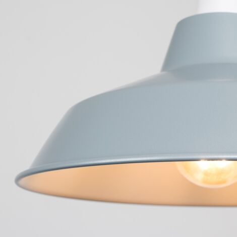 Colby Retro Style Gloss Grey Metal Reflector Ceiling Pendant Light Shade