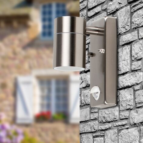 Barrow Stainless Steel Outdoor Garden Wall Down Light with PIR Motion Sensor - IP44 Rated with LED Bulb
