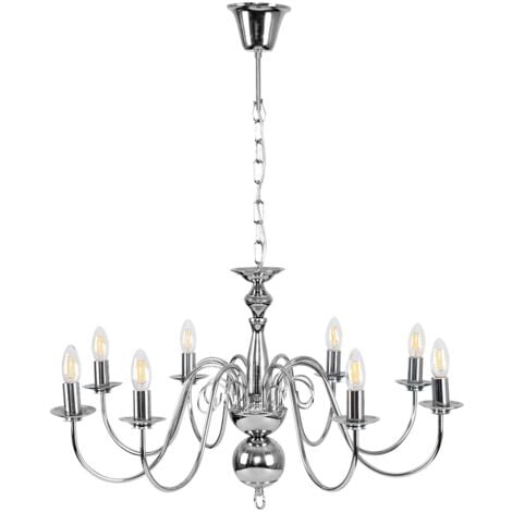 Gothica Traditional Style 8 Way Polished Chrome Ceiling Light Chandelier Fitting