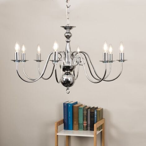 Gothica Traditional Style 8 Way Polished Chrome Ceiling Light Chandelier Fitting