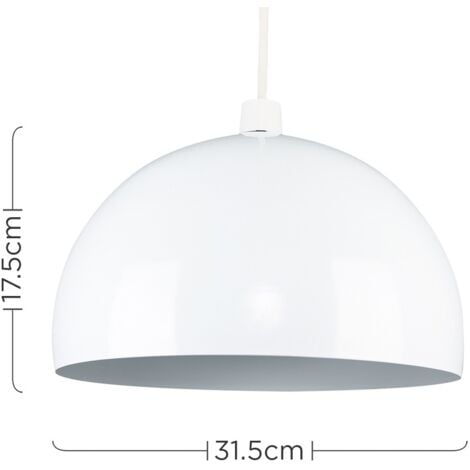 Modern Gloss White Metal Dome Ceiling Pendant Light Shade