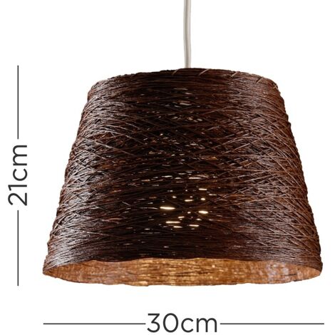 Jaap Modern Brown Wicker Rattan Style Ceiling Pendant Light Shade