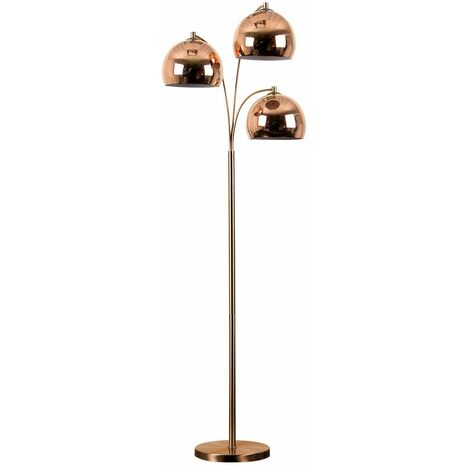 3 Way Floor Lamp in Copper with Arco Shades - Copper