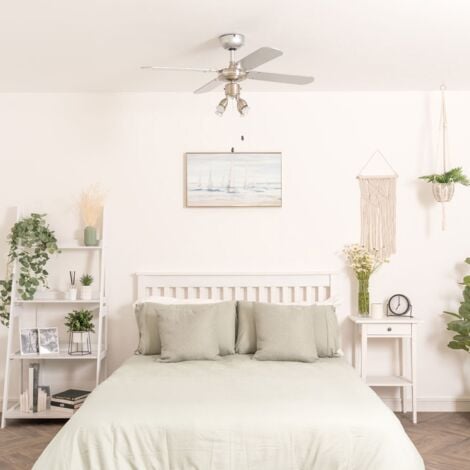 Chrome 42" Modern Ceiling Fan With Spot Lights And Black Silver Reversible Blades