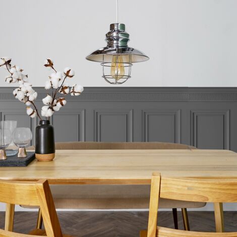 Penglai Fisherman's Style Silver Chrome White Metal Ceiling Pendant Light Shade