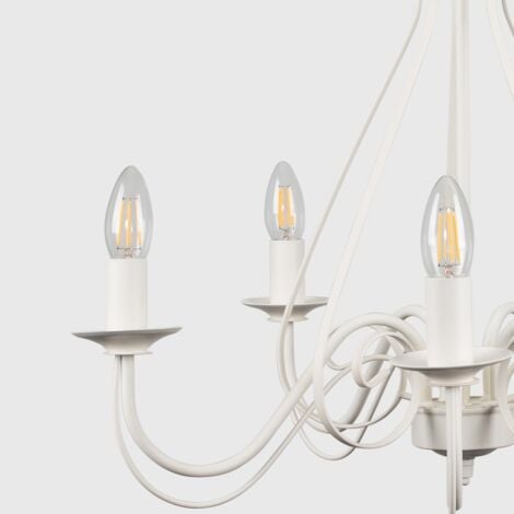 Large Ivory White Vintage Style 5 Way Ceiling Light Chandelier