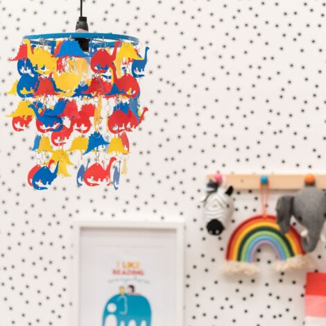 Children's Multi-Coloured Dinosaur Nursery Bedroom Ceiling Pendant Light Shade