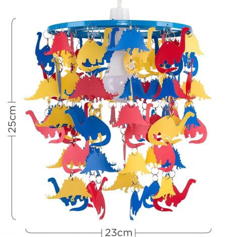 Children's Multi-Coloured Dinosaur Nursery Bedroom Ceiling Pendant Light Shade