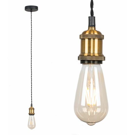 Industrial Antique Brass Suspended Ceiling Pendant Light Fitting