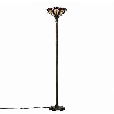 Traditional Floor Lamp Light Jewel Tiffany Uplighter Antique Brass Light
