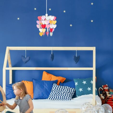 Children's Multi-Coloured Pretty Hearts Bedroom Nursery Ceiling Pendant Light Shade
