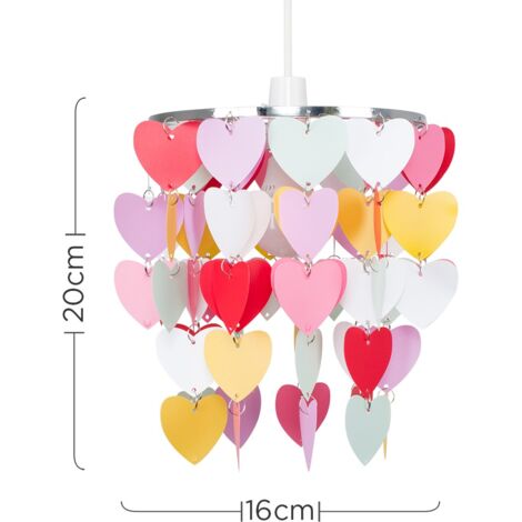 Children's Multi-Coloured Pretty Hearts Bedroom Nursery Ceiling Pendant Light Shade