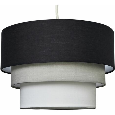 Round 3 Tier Fabric Ceiling Pendant, White Contemporary Lamp Shades