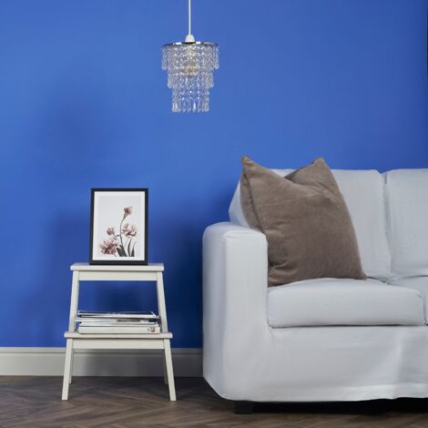 Modern Chrome Chandelier Ceiling Pendant Light Shade With Clear Acrylic Jewel Droplets