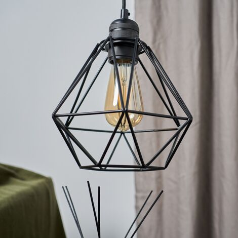 Diablo Black Ceiling Pendant Shade and B22 Pear LED 4W Warm White 2700K Bulb