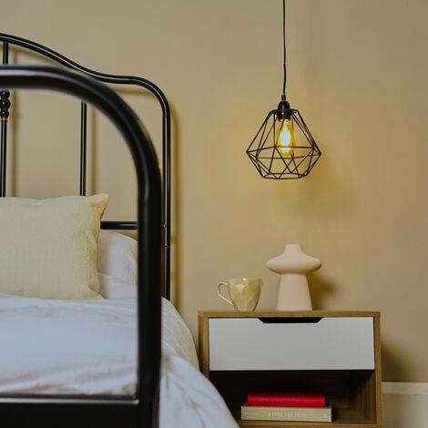 Diablo Black Ceiling Pendant Shade and B22 Pear LED 4W Warm White 2700K Bulb