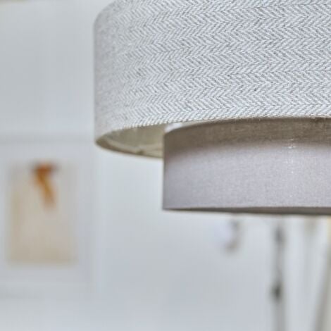 Weaver Cylinder Ceiling Pendant Light Shade In Dark Grey and Light Grey Herringbone Finish