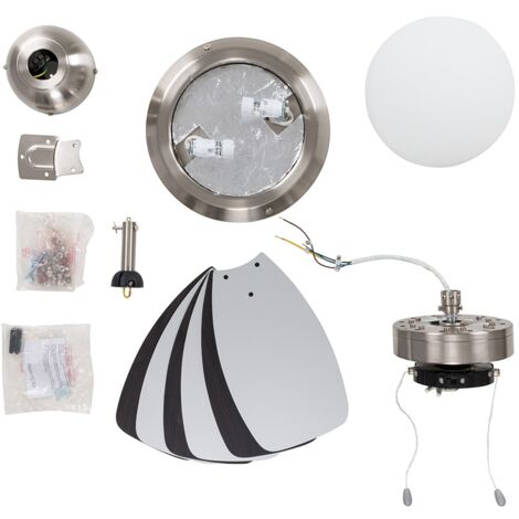 Chrome 30" Modern Ceiling Fan With Light And Reversible Blades