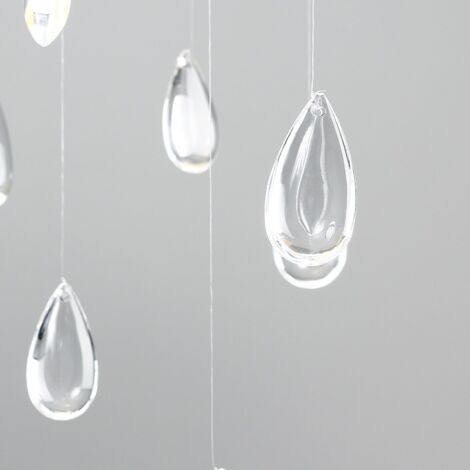 Children's White Rain Cloud Ceiling Pendant Light Shade With Acrylic Jewel Raindrop Droplets
