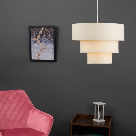 Vermont 3 Tier Cream Faux Silk Ceiling Pendant Light Shade