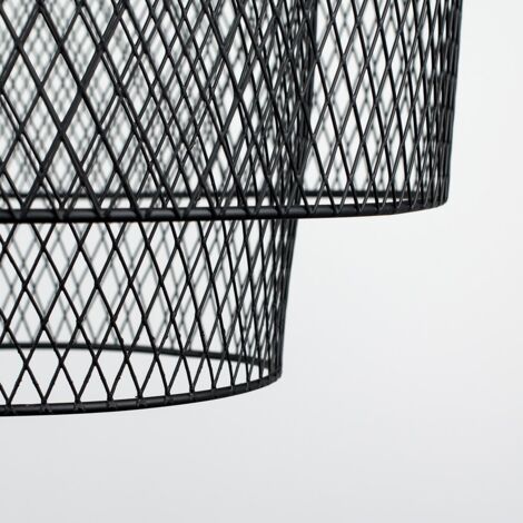 Sigmund Retro Matt Black Mesh Design 2 Tier Ceiling Pendant Light Shade