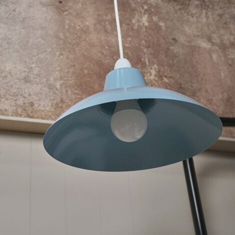 Civic Retro Style Gloss Blue Metal Easy Fit Ceiling Pendant Light Shade