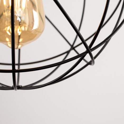 Rutherford Retro Style Matt Black Metal Basket Cage Ceiling Pendant Light Shade