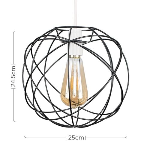 Rutherford Retro Style Matt Black Metal Basket Cage Ceiling Pendant Light Shade