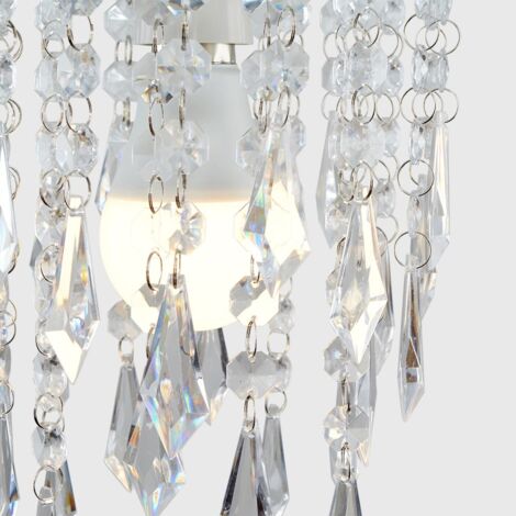 Chandelier Design Ceiling Pendant Light Shade With Clear Acrylic Jewel Effect DropletS