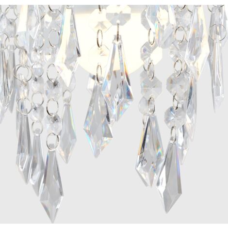 Chandelier Design Ceiling Pendant Light Shade With Clear Acrylic Jewel Effect DropletS