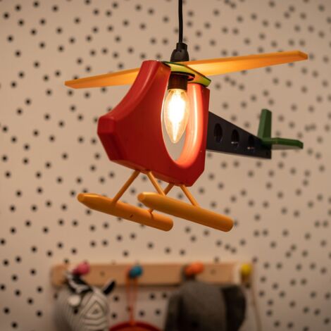 Children's Multi-Coloured Helicopter Ceiling Pendant Light Shade