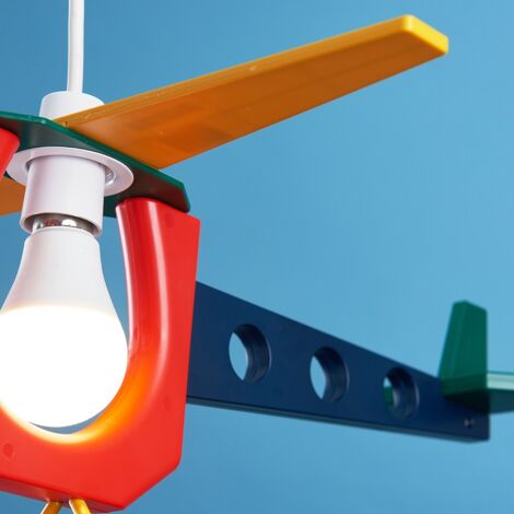 Children's Multi-Coloured Helicopter Ceiling Pendant Light Shade