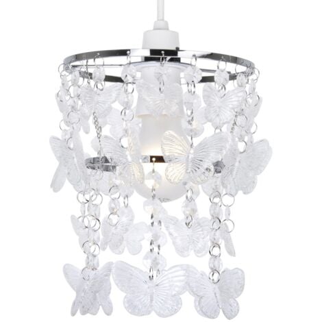 Clear Acrylic Butterfly Silver Pendant Ceiling Light Shade