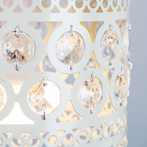 Moroccan Contemporary Moroccan Style Shabby Chic White Metal Jewelled Ball Ceiling Pendant Light Shade