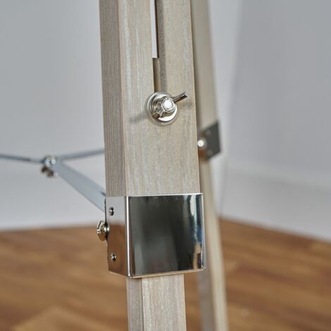 Clipper Modern Distressed Wood and Silver Chrome Tripod Floor Lamp Base