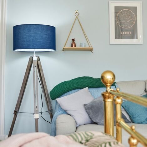 Clipper Modern Distressed Wood and Silver Chrome Tripod Floor Lamp Base