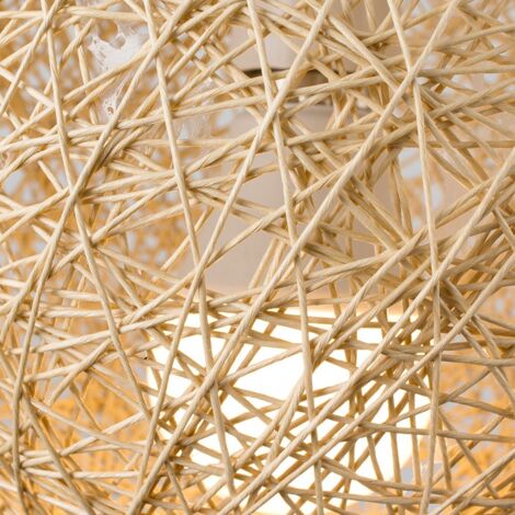 Bjorn Modern Small Cream Lattice Wicker Rattan Globe Ball Style Ceiling Pendant Light Lampshade