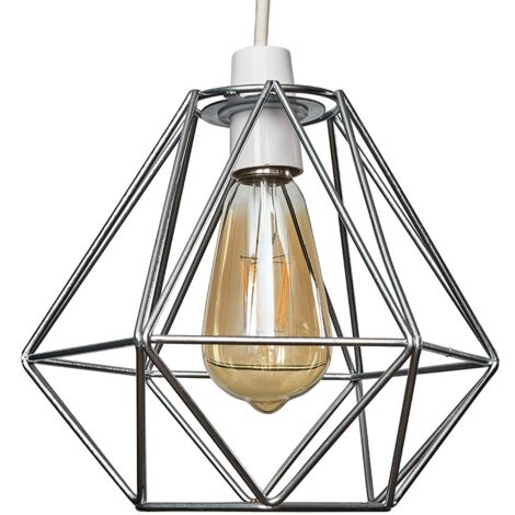 Diablo Modern Geometric Silver Metal Basket Cage Ceiling Pendant Light Shade