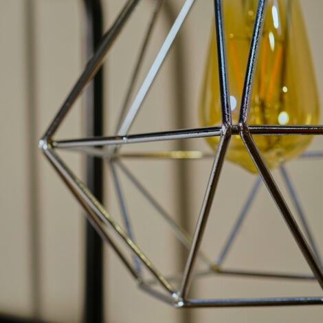 Diablo Modern Geometric Silver Metal Basket Cage Ceiling Pendant Light Shade
