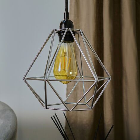 Diablo Modern Geometric Silver Metal Basket Cage Ceiling Pendant Light Shade